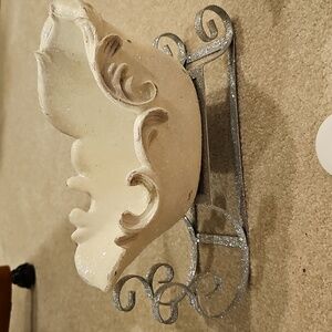 Brand New Rustic Metal  Cream & Silver Glitter Decorative Sleigh 11.5"L X 7"W